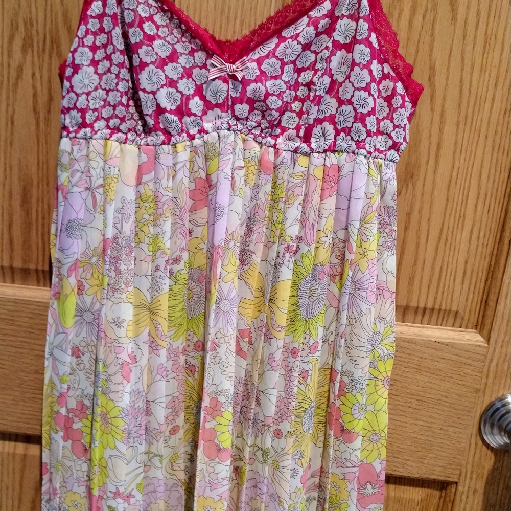 Pleated Floral Slip Dress